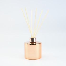 set-parfumfles-cylinder-rose-gold-met-rose-gold-schroefdop-geurstokjes-200ml